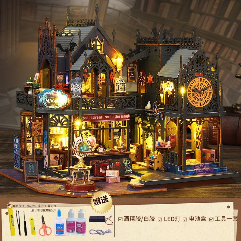 Holo Magic Castle + Tools + Glue + LED Light