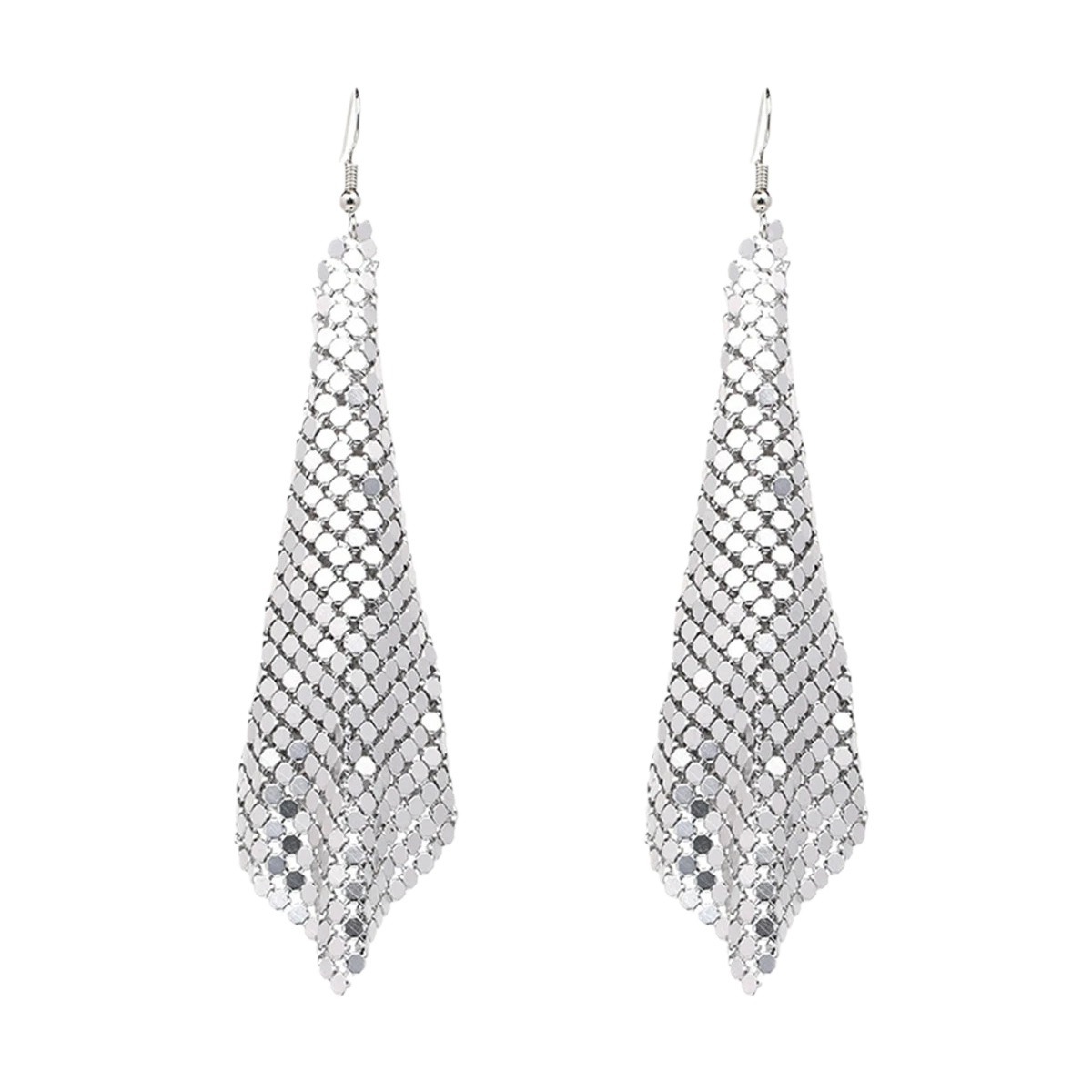 Pendientes de moda con borlas de lentejuelas metálicas, nuevos pendientes largos geométricos cuadrados creativos. - Image 5