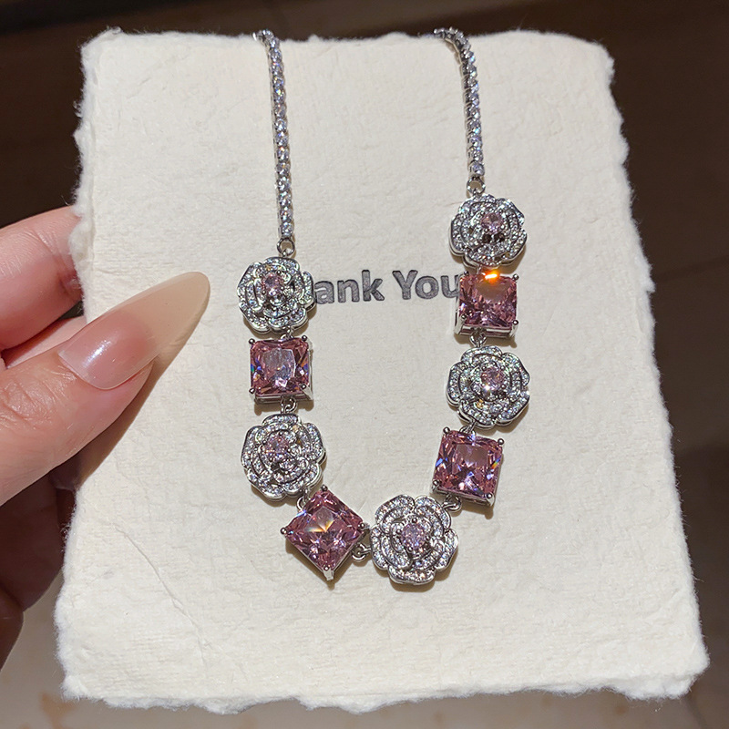 1 collar - plata - rosa