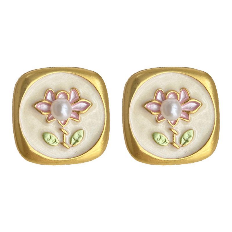 Colección de aretes de mariposa vintage de esmalte con gota de aceite, estilo francés retro, accesorios artísticos tipo pintura al óleo. - Image 5